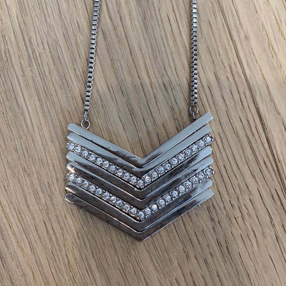 3/$25 Silver Chevron Necklace
